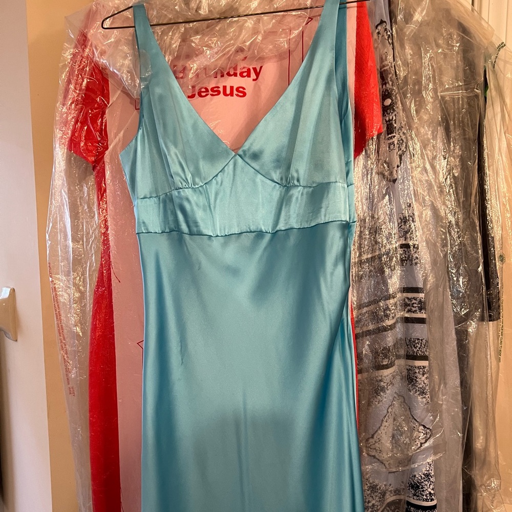 Slip Dress-Aqua marine in color! Satin silky feel!
